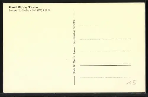 AK Twann, Teilansicht mit Petersinsel aus der Vogelschau