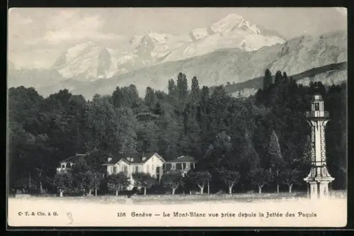 AK Geneve, Le Mont-Blanc vue prise depuis la Jettee des Paquis