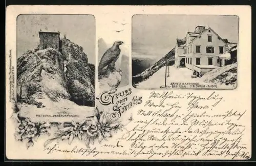 AK Säntis, Säntis-Gasthaus und Meteorologisches Observatorium im Schnee