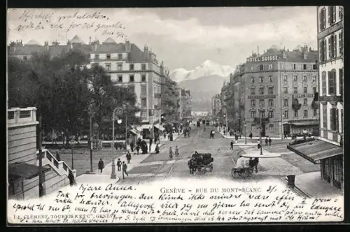 AK Geneve, Rue du Mont-Blanc, Hotel Suisse