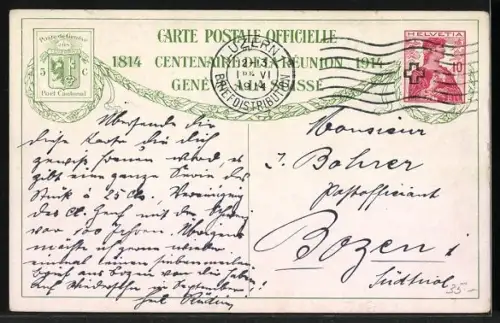 Künstler-AK Genève, 1er juin 1814, Le syndic de la garde recoit à la Porte de Rive...