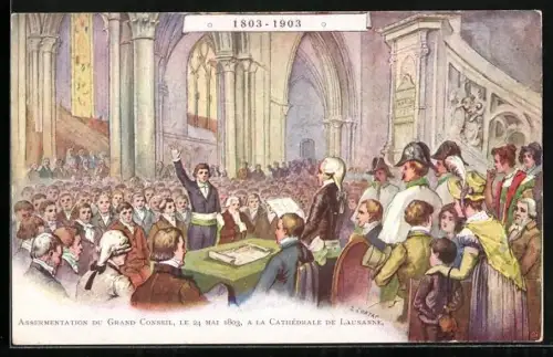 AK Lausanne, Assermentation du Grand Conseil, le 24. Mai 1803, a la Cathedrale