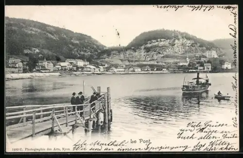 AK Le Pont, Dampfer auf dem Lac de Joux