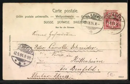 AK Montreux, Teilansicht mit See bei Vollmond