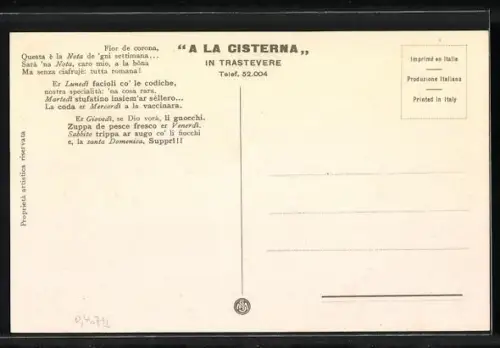 AK Rom, Innenansicht Ristorante A la Cisterna