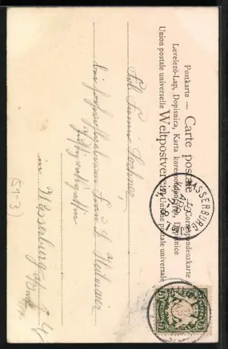 AK Weil`s mi freut, Gesicht einer lächelnden Frau mit Hut