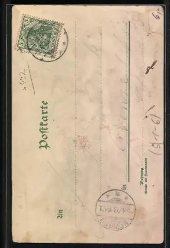 Lithographie Bad Oeynhausen, Paar in Trachten der Umgebung