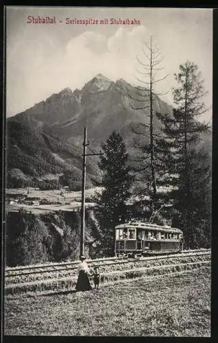 AK Stubaithal, Serlesspitze mit Stubaibahn