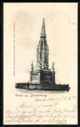 AK Sonderburg, Denkmal mit Skulpturen