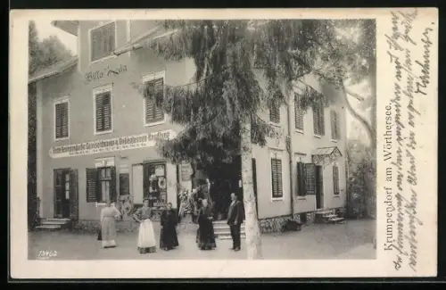 AK Krumpendorf am Wörthersee, Gemischtwarenhandlung mit Angestellten