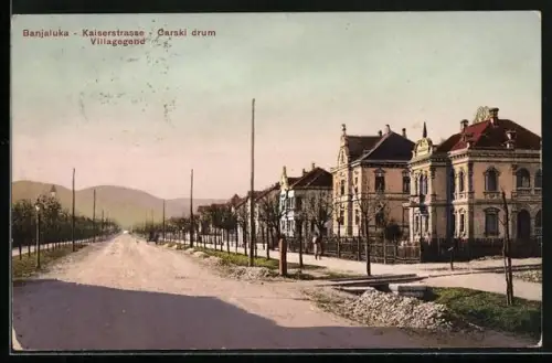 AK Banja Luka, Partie an der Kaiserstrasse, Villengegend