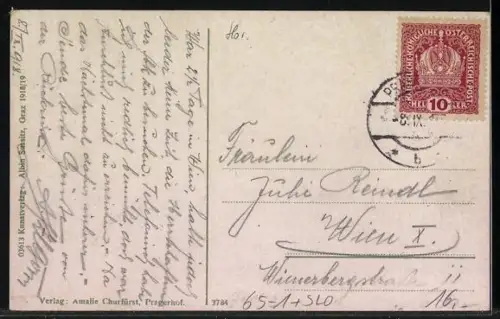 AK Pragerhof, Züge im Bahnhof mit Reisenden