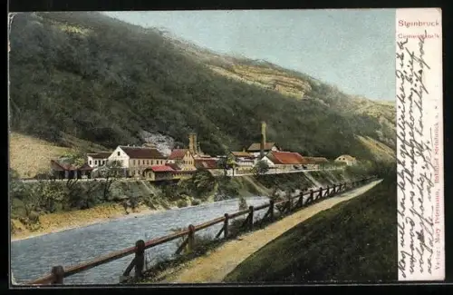 AK Steinbrück, Cementfabrik mit Flusspartie