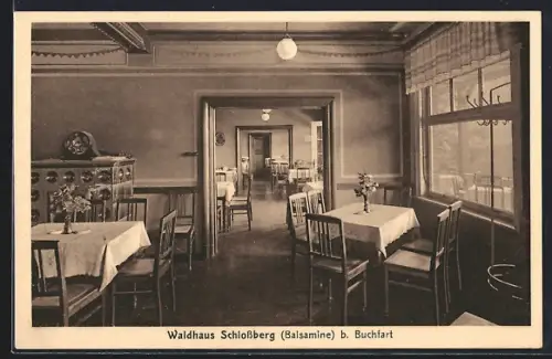 AK Buchfart bei Weimar, Restaurant Waldhaus Schlossberg Balsamine, Innenansicht