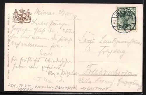 Künstler-AK Weimar / Thür., Gasthaus Fürstenkeller, Blick in die Weinstube