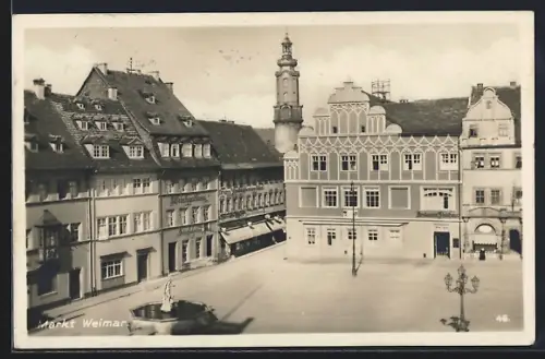 AK Weimar / Thür., Markt aus der Vogelschau