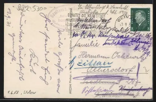 AK Weimar / Thür., Markt aus der Vogelschau