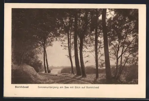 AK Bornhöved, Sonnenuntergang am See mit Blick auf Bornhöved