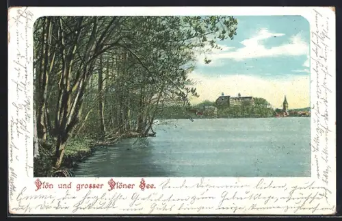 AK Plön, Grosser Plöner See, Schloss, Kirche