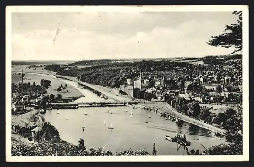 AK Kettwig /Ruhr, Ruhrbrücke, Altstadt, Flussansicht