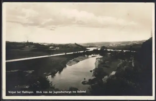 AK Welper bei Hattingen, Blick von der Jugendherberge ins Ruhrtal