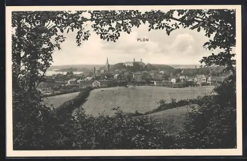 AK Plön, Stadtansicht mit Schloss und Kirche