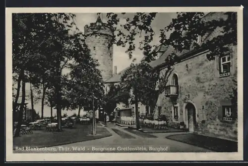 AK Bad Blankenburg /Thür. Wald, Burgruine Greifenstein, Burghof