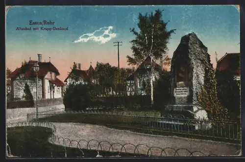 AK Essen /Ruhr, Altenhof mit Krupp-Denkmal