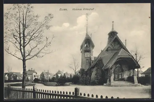 AK Essen /Kolonie Altenhof, Kirche und Wohnhäuser