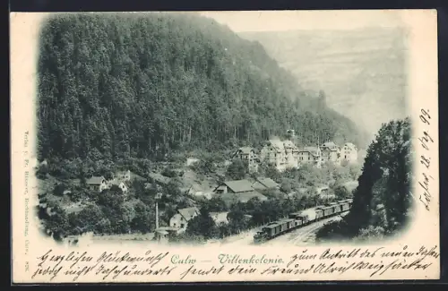 AK Calw, Villenkolonie, Eisenbahn