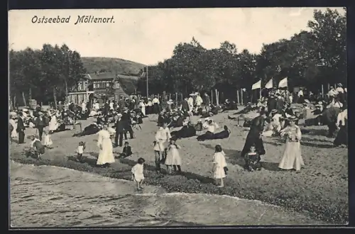 AK Möltenort, Strand mit Badegästen