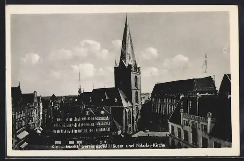 AK Kiel, Markt, persianische Häuser, Nikolai-Kirche