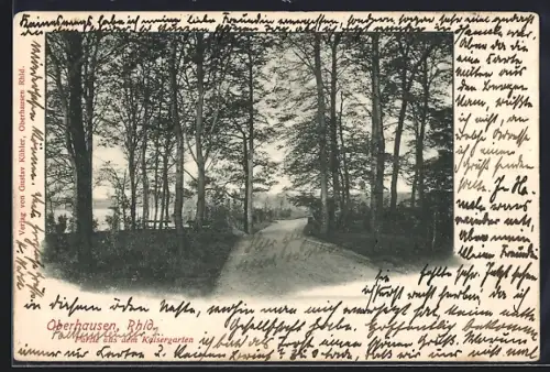 AK Oberhausen /Rhld., Partie aus dem Kaisergarten