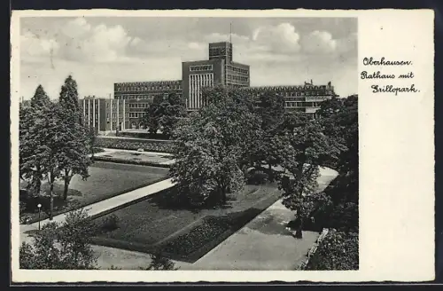 AK Oberhausen / Rheinland, Rathaus mit Grillopark