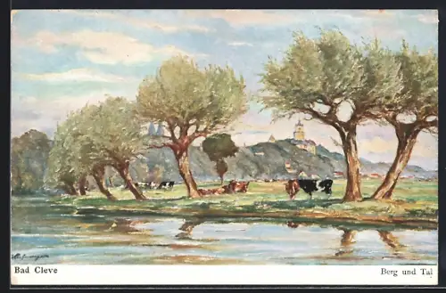 Künstler-AK Bad Cleve, Berg und Tal