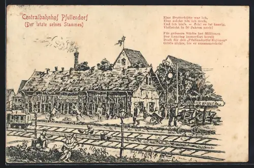 Künstler-AK Pfullendorf, Centralbahnhof