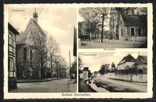 AK Salzkotten, Vielserstrasse, Kirchplatz und Stadtkirche