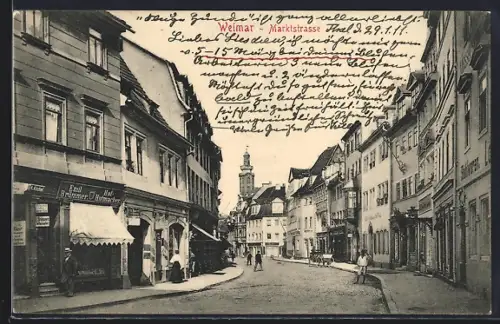 AK Weimar / Thür., Marktstrasse mit Fussgängern