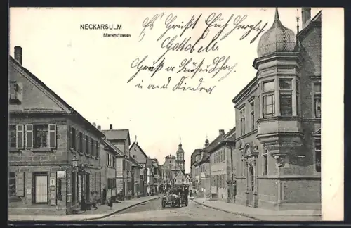 AK Neckarsulm, Marktstrasse mit Blick zur Kirche