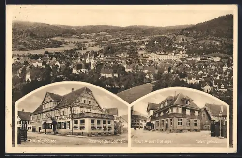AK Murrhardt, Gesamtansicht, Gasthof zur Sonne u. Post, Haupt- und Nebengebäude