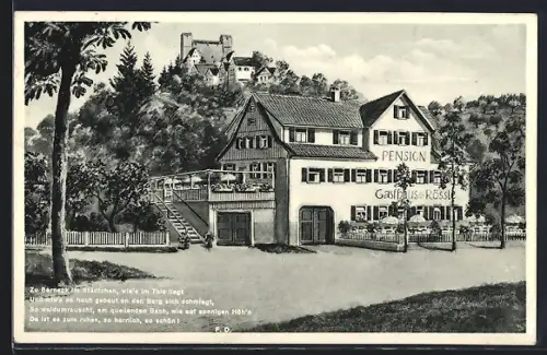 AK Berneck /Württbg., Gasthaus und Pension zum Rössle, Bes. Fritz Dürr