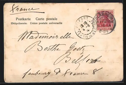 AK Bläsheim, Gasthaus zum Schwanen, Bes. Jakob Kränker, Aussichtsturm auf dem Glöckelsberg, Pfarrhaus