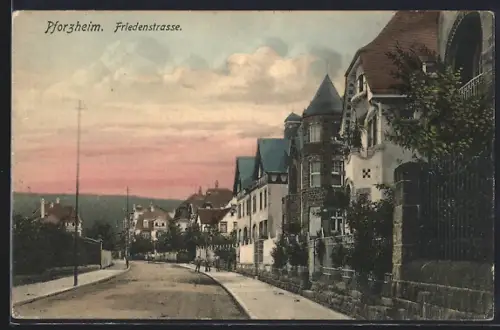 AK Pforzheim, Häuser an der Friedenstrasse