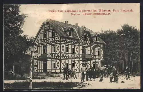 AK Münster /Butzbach, Gasthof Jagdhaus Hubertus, Inh. Ernst Sommerlad