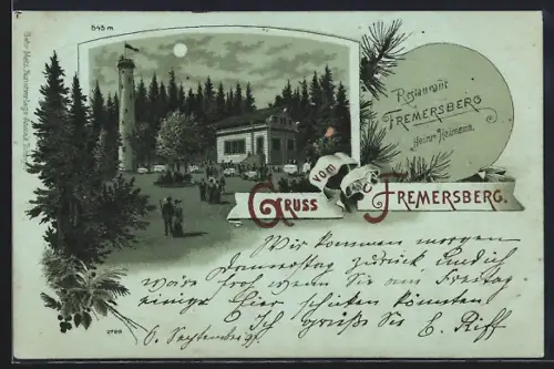 Mondschein-Lithographie Baden-Baden, Restaurant Fremersberg, Inh. Heinr. Heilmann