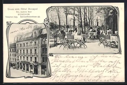 AK München, Hotel Monopol in der Schwanthalerstrasse 49, Inh. Andreas Beer