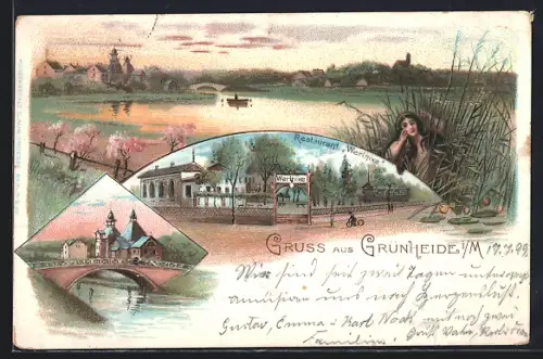 Lithographie Grünheide / Mark, Panorama & Restaurant Werlnixe