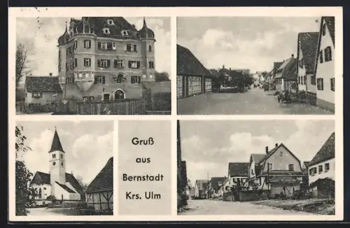 AK Bernstadt / Württ., Kirche, Gebäudeansicht, Ortspartie