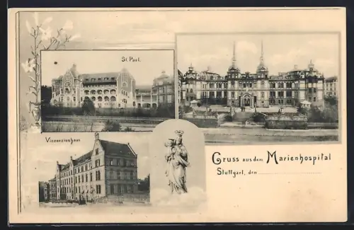 AK Stuttgart, Marienhospital, St. Paul, Vinzenziushaus, Marienbild