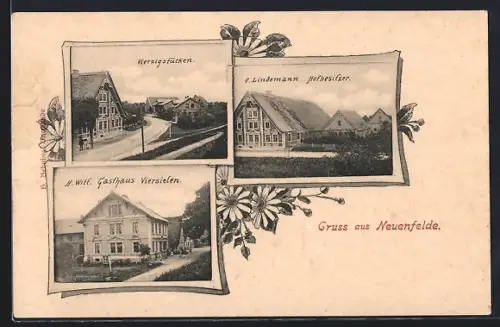 AK Hamburg-Neuenfelde, Gasthaus Viersielen, von H. Witf., Hof I. Lindemann, Vierzigstücken